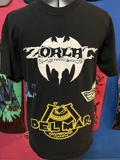 Zorlac Sims Skateboard AOP All Over Print Shirt Medium Black Vintage