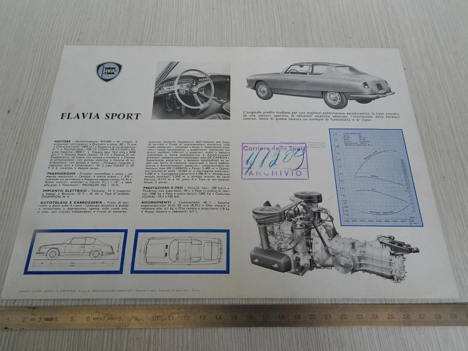 BROCHURE DEPLIANT LANCIA FLAVIA SPORT ZAGATO 1.8 1800 - Immagine 2 di 4