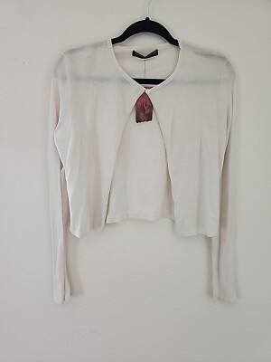 Peruvian Connection White Silk Blend Cardigan Small