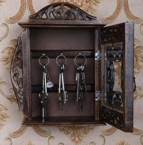 Holz Schlüsselhalter Wandhaken Vintage Post Organizer Halterung Box montiert für Dekoration - Bild 12 von 13
