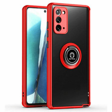For Samsung Note 20 Rugged Magnetic Ring Case w/ Lens Cover RED