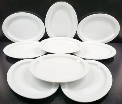 9 Oneida Toms Diner Oval Serving Platters Set White Restaurant Ware Stylish Lot