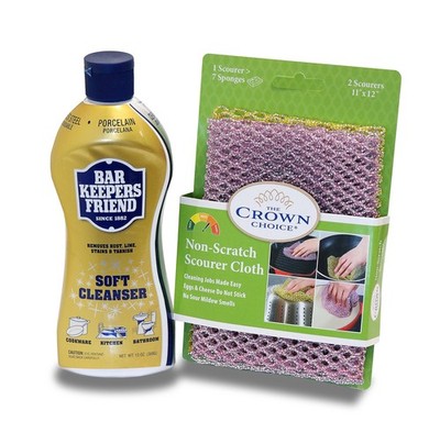 BAR KEEPERS 4 Piece Set, BKF Soft Cleanser Liquid & Non Scratch Scourer 