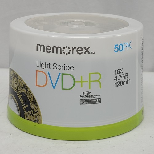 BRAND NEW SEALED Memorex LightScribe DVD+R 50 Pack Spindle (16X 4.7GB 120 Min) - 第 1/4 張圖片