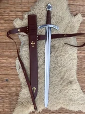 Templar Faithkeeper Sword Handmade Medieval Knight Replica with Scabbard Decor