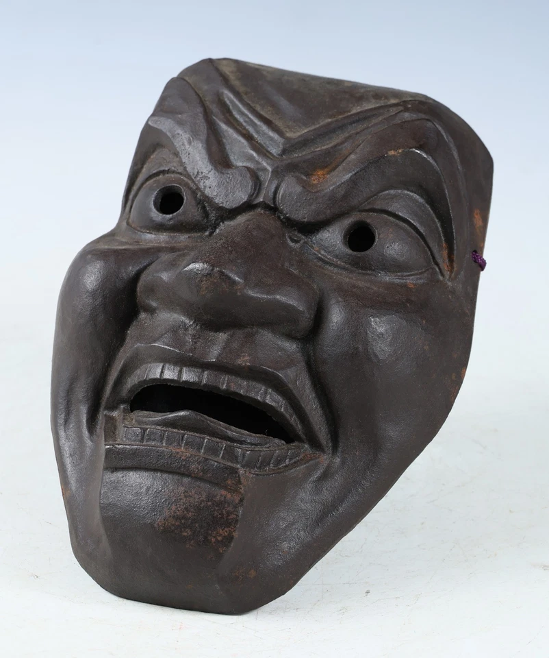 Beautiful Old Vintage Japanese Bronze Buddhism Nio MASK 仁王 with a wooden box - Image 4 of 4