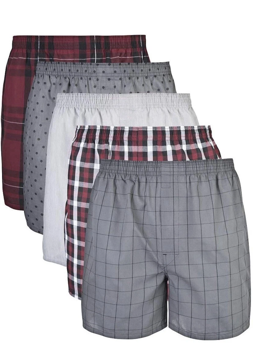 GILDAN Men's Woven Boxer Shorts, Multipack Briefs (Pack of 5), Assorted Navy (5 Pack), L