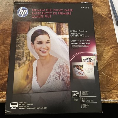 HP Premium Plus Photo Paper 5x7 Glossy 60 Sheets NEW SEALED Printer  