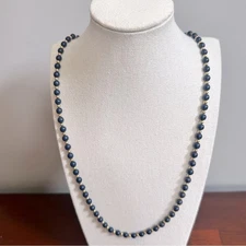 Monet Blue Navy Blue Gold Spacer Beads Necklace Vintage Retro Jewelry Marked