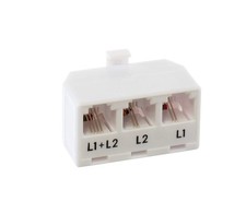 2 Line Phone Splitter 3 Way Telephone Divider with RJ11 Keystone Jack White