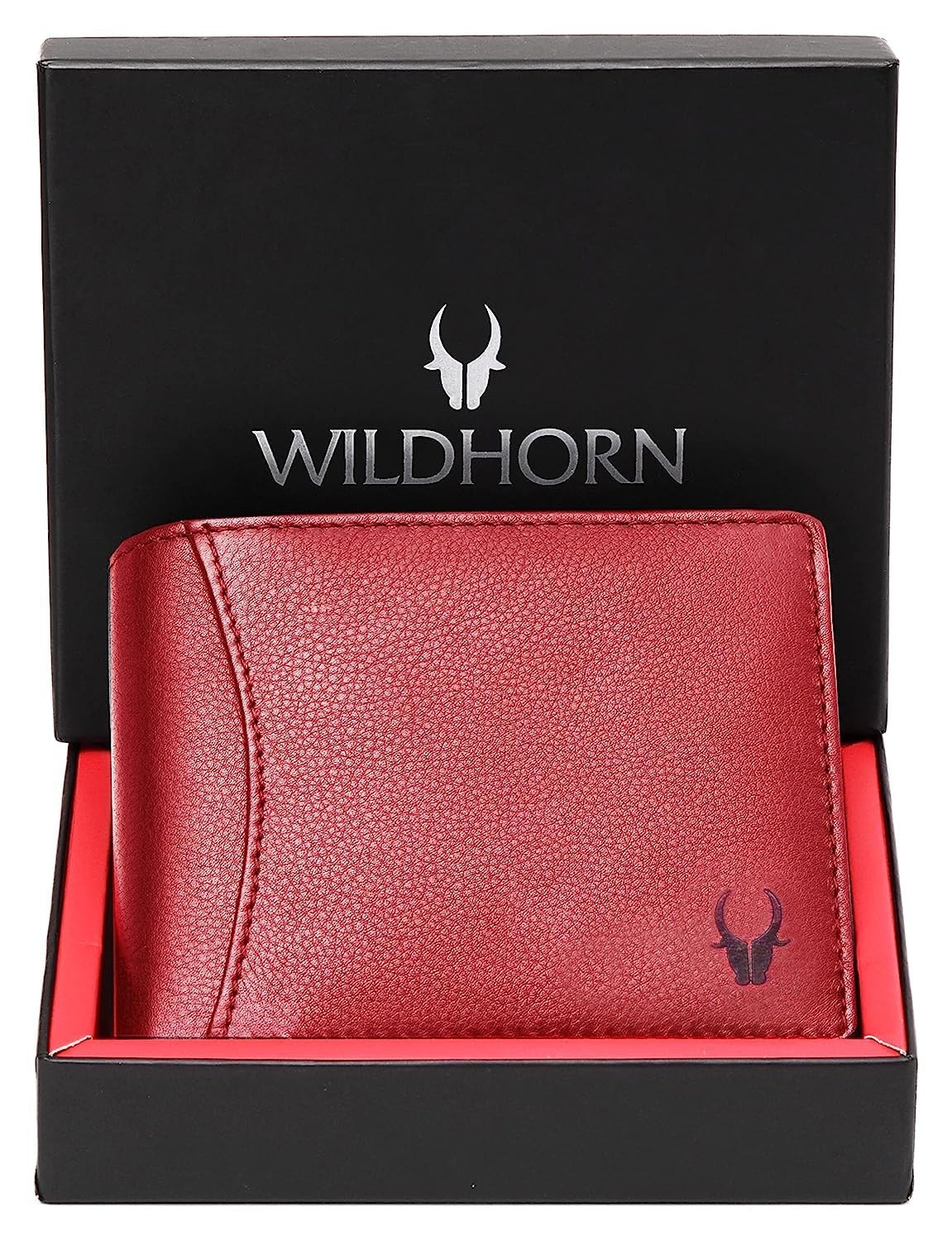WildHorn Leather Bifold Wallets For Men RFID Blocking Stylist RED Wallet GIFT