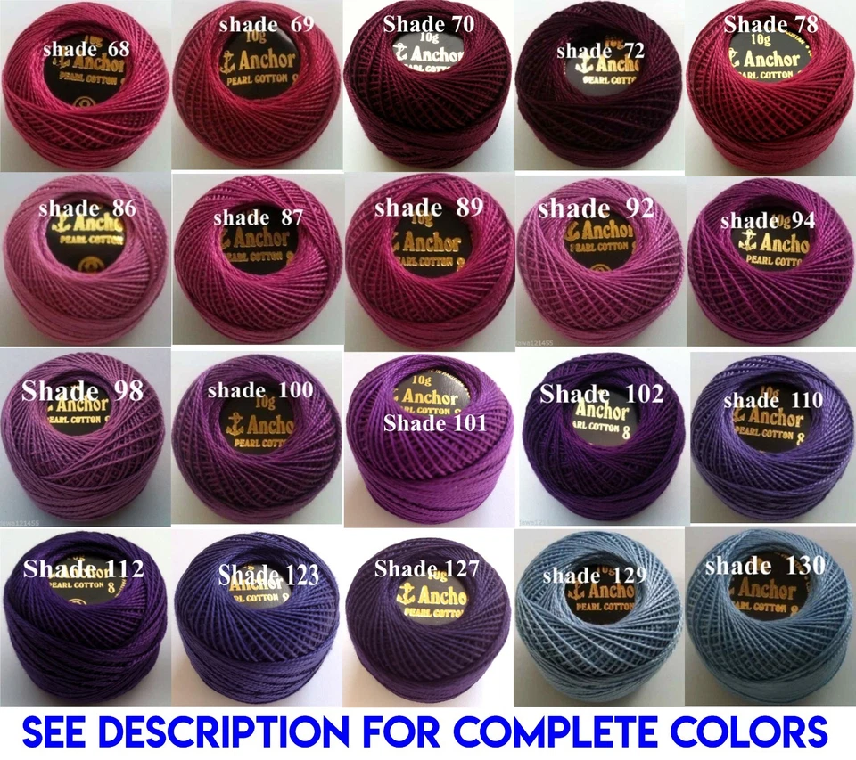 10 Anchor pearl cotton crochet embroidery thread balls size 8 choose colors 85m - Image 3 of 4