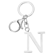 Initial Letter Key Chain Letter A-Z Keychain Initials Keyring, Silver N