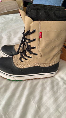 VANS All Weather Lace-Up Snow Boots Leather Beige/Black Men's US 9 EU 42