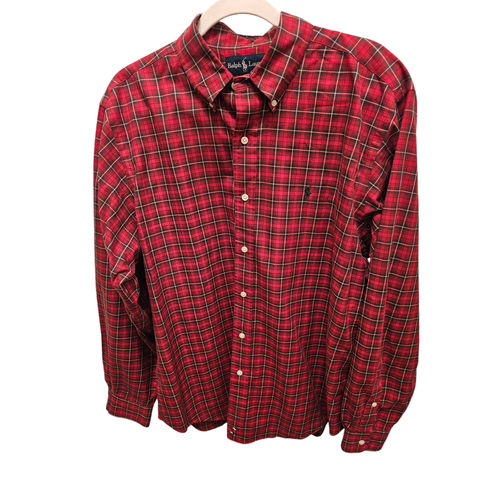 Ralph Lauren Red Plaid Button Down Shirt, Sz L - 第 1/7 張圖片