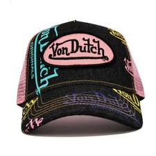 NEW Von Dutch Hat Dark Denim Pink Trucker Mesh SnapBack Cap Retro unisex Y2K