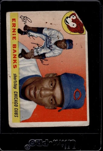 1955 Topps Baseball #28 Ernest "Ernie" Banks 2nd Year Card, Poor Condition