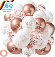 Deko 40. Geburtstag Luftballons Set - 42 StüCk 40 Geburtstagsdeko Rosegold Weiß