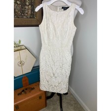 Guess by Marciano Cream Textured Jacquard Cocktail Dress Sexy Side Zips - Size 2