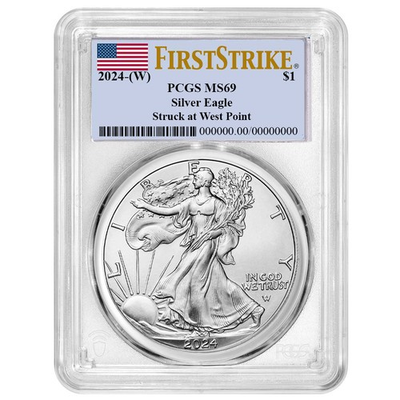 #ad 2024 W $1 American Silver Eagle PCGS MS69 FS Flag Label $106.40