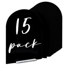 15 Pack Black Arch Acrylic Display Signs 6x4 Inch with Holders for Wedding