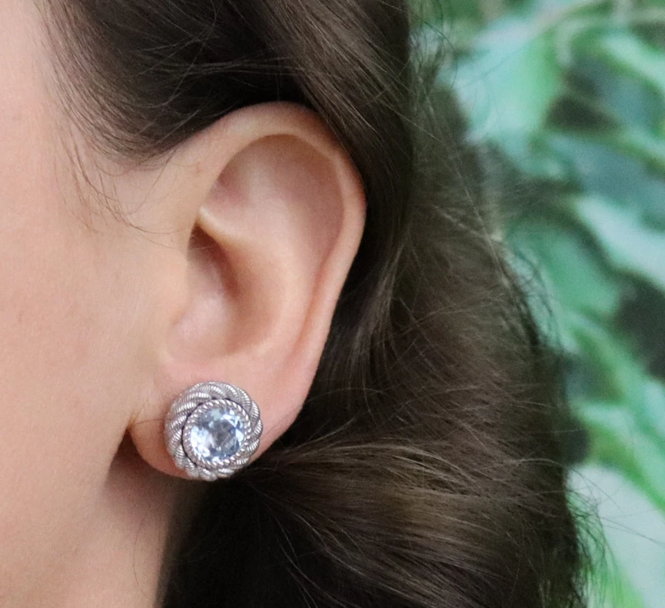 Chaquetas de pendientes de plata de ley con diseño de cuerda Judith Ripka de 5/8" para tus pendientes Foto 4 de 4