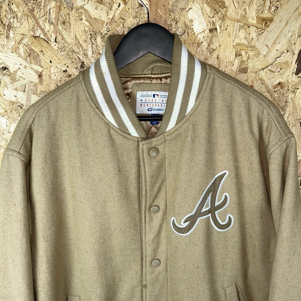 Atlanta Braves Varsity Jacket Quilted Wool Blend NFL G-III Carl Banks Brown XL - Image 3 of 4