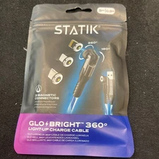 STATIK Glo Bright Light Up Universal 360 Pro Magnetic Light-Up Charge Cable 3 Ft