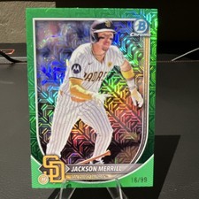Topps 2024 Bowman Chrome Jackson Merrill Green Mojo Refractor /99 #64 Padres