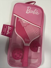 Barbie 5 Piece Pickleball Set - 2 Wood Paddles 2 Pickleballs Carry Case NWT