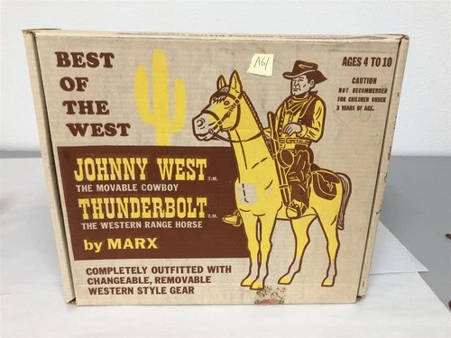 1960s MARX JOHNNY WEST AND THUNDERBOLT WITH ACCESSORIES IN RARE BOX LOT #61