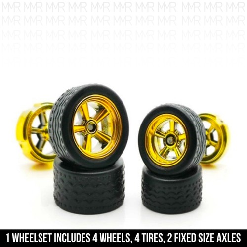 Scala 1/64 5 RAZZE MUSCLE v6 XL STG Real Rider Ruote Cerchi Set Pneumatici per Hot - Foto 6 di 20