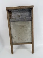 Antique National Washboard Co No. 801 VIM Galvanized Metal Wood Frame 24x12 USA