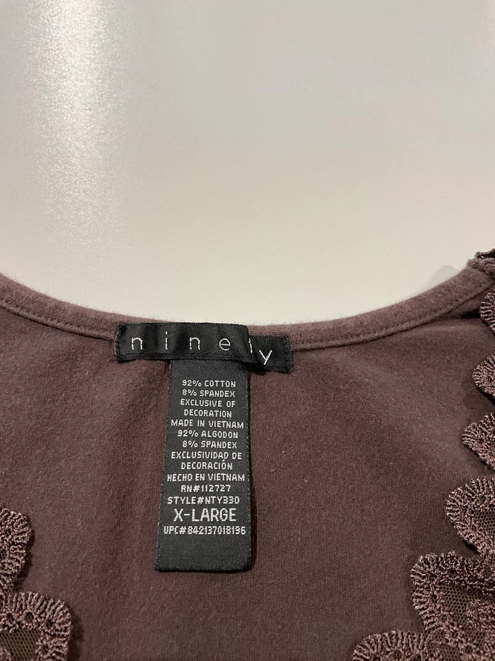 Vintage Y2K Ninety Brown Lace Tank Top Women’s Sz XL Stretch - Image 2 of 4