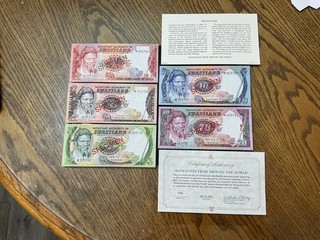Swaziland COMPLETE 5 SPECIMEN SET 1974 UNC #003791w/COA 4403