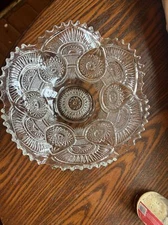 American Brilliant Cut Glass Bowl Scalloped Edge