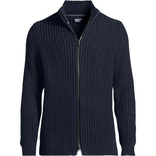 Lands' End Tall XLT marineblauer Shaker angedeuteter Pullover mit durchgehendem Reißverschluss für Herren neu mit Etikett $ 120
