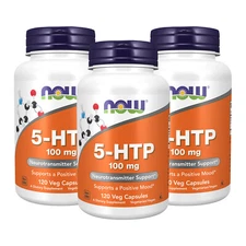 3 x NOW 5 HTP 5 hydroxytryptophan 100 mg Neurotransmitter Support 120 VCaps