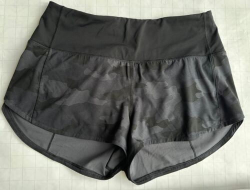 Lululemon Speed Up Shorts 2 1’2” High Rise Camo Black Grey Size Can 8 Aus 12 - Picture 10 of 15