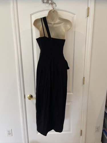 Grace Karin S Black One Shoulder Two Strap Sleeveless Party Wrap Dress Midi - Picture 10 of 20