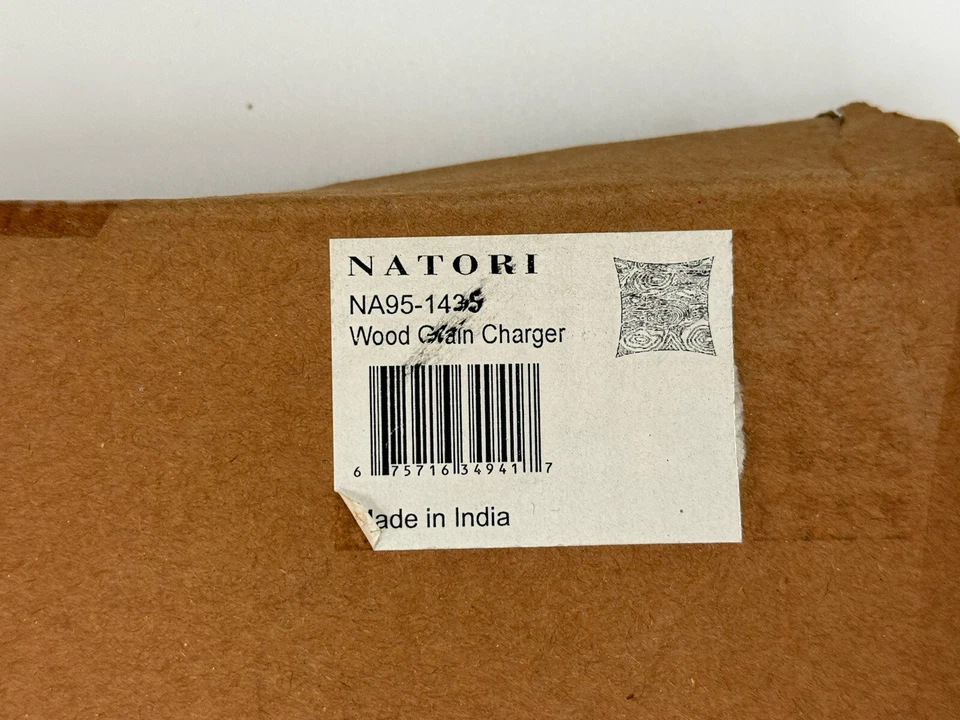 "Juego de (2) cargadores Natori metal madera grano 14"" hechos en India" Foto 3 de 4