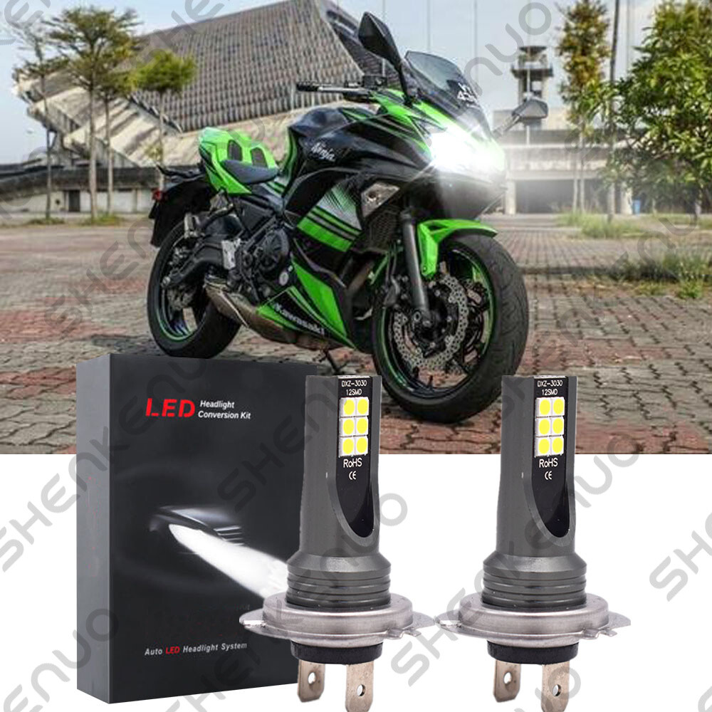H7 LED Headlight Bulbs For Kawasaki Ninja 250R 2008-12 ZX6R