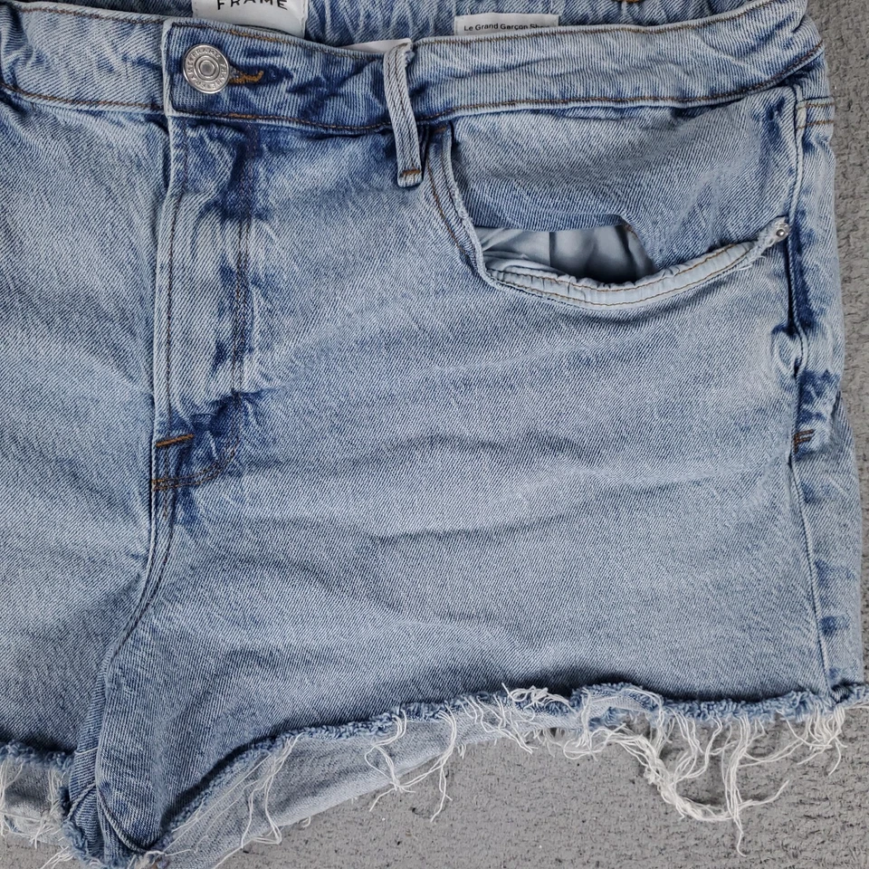 Pantalones Cortos Frame Mujer Talla 34 Azul Corte Le Grand Garcon Denim Damas Foto 3 de 4