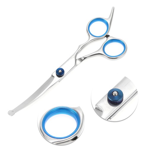 1 Pc Round Head Pet Scissors for Pets Shop 5.5 Inches Silver Tone Blue - Bild 4 von 5