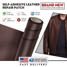 Brown Self-Adhesive Leather Repair Patch Tape For Seats Couch Sofa Chair Jacket