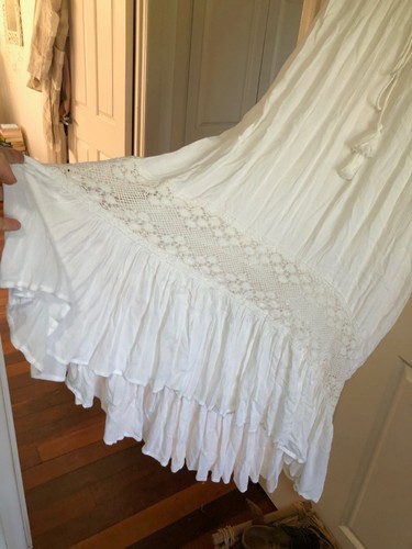 $80 SALE Tree Of Life White Embroidered Lace Long Dress - L NEW 🌻 - Picture 4 of 12