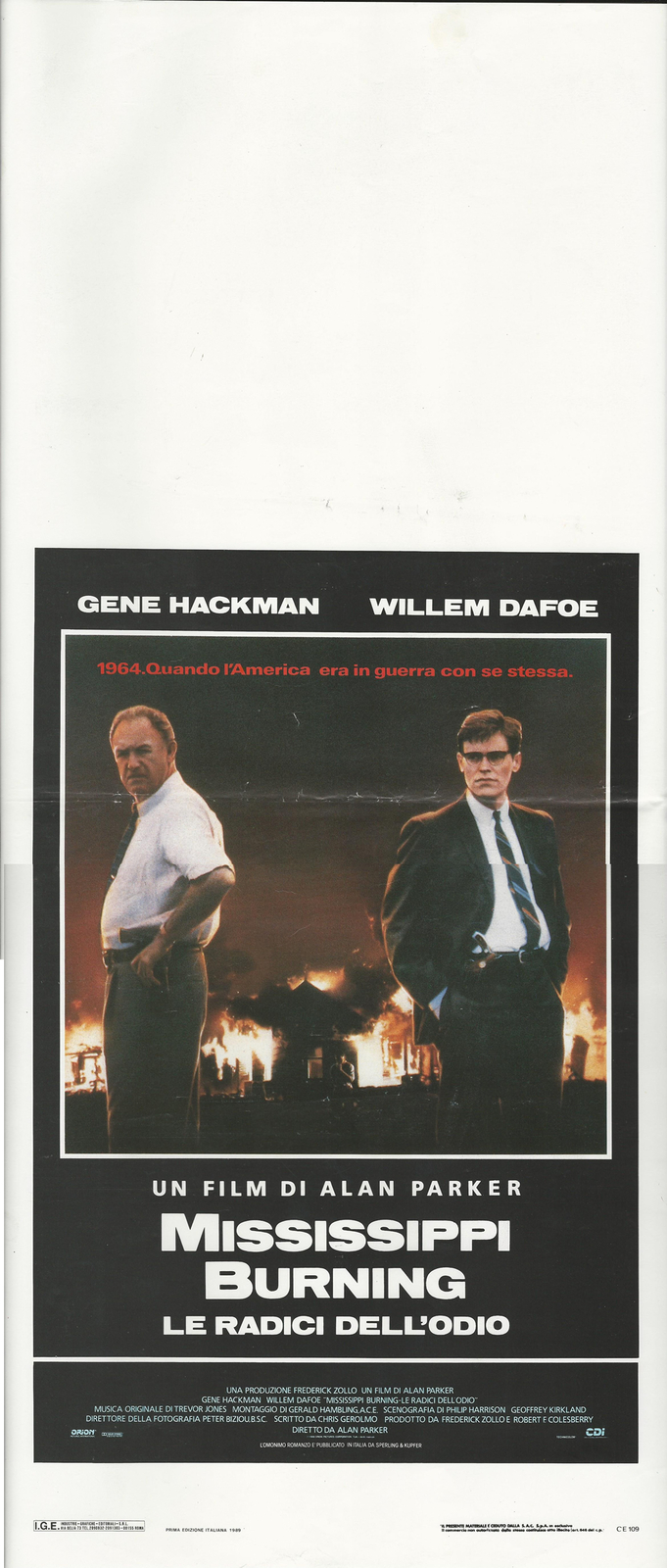 Locandina originale film Mississippi Burning - Le radici dell'odio (1988) - Regia di Alan Parker