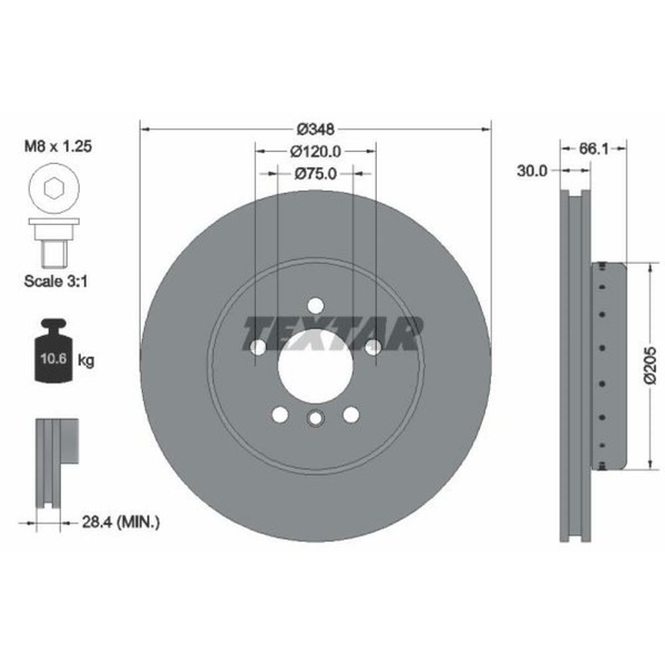 Textar 2X Bremsscheibe Vorne Ø348 InnenbelüFtet FüR BMW 5Er Touring F11 520D-image