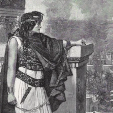 BEAUTIFUL GODDESS - Roman Triumph Historical Queen Scene 1894 Antique Engraving