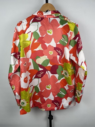 Natori Multicolor Floral Spring Satin Long Sleeve Pajama Button Up Blouse Size M - Picture 5 of 5